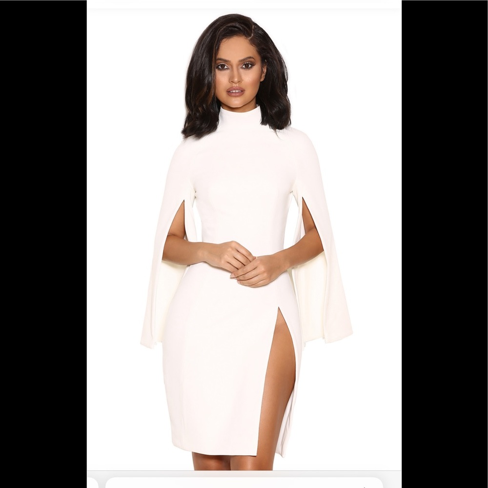 House of CB Kristina white cape dress